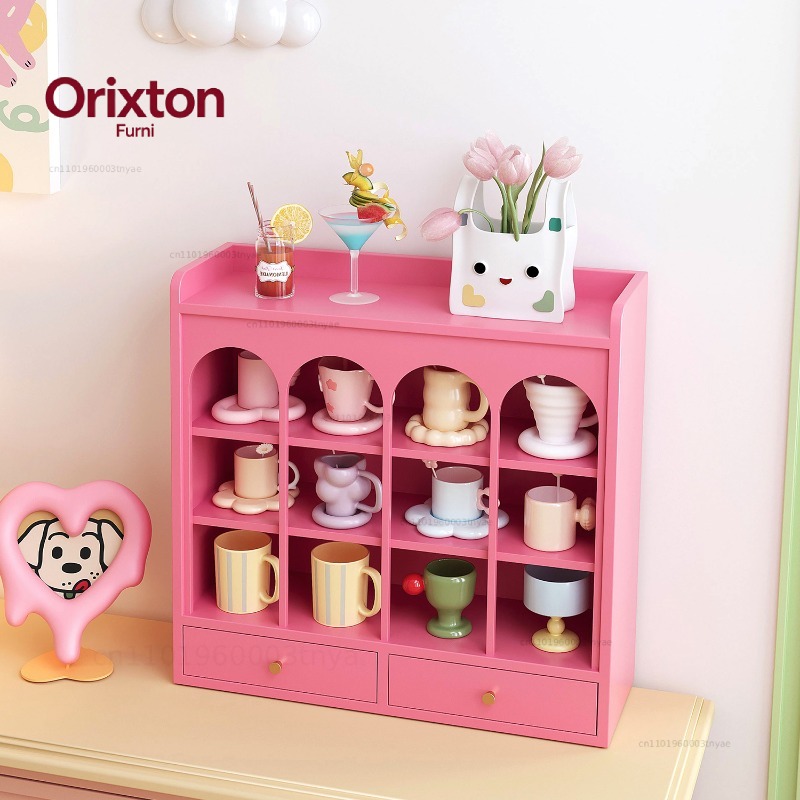 Home Decor Dopamine - Dopamine Cream Ästhetische Vitrine Mehrstöckiges Spielzeug-Organisationsregal