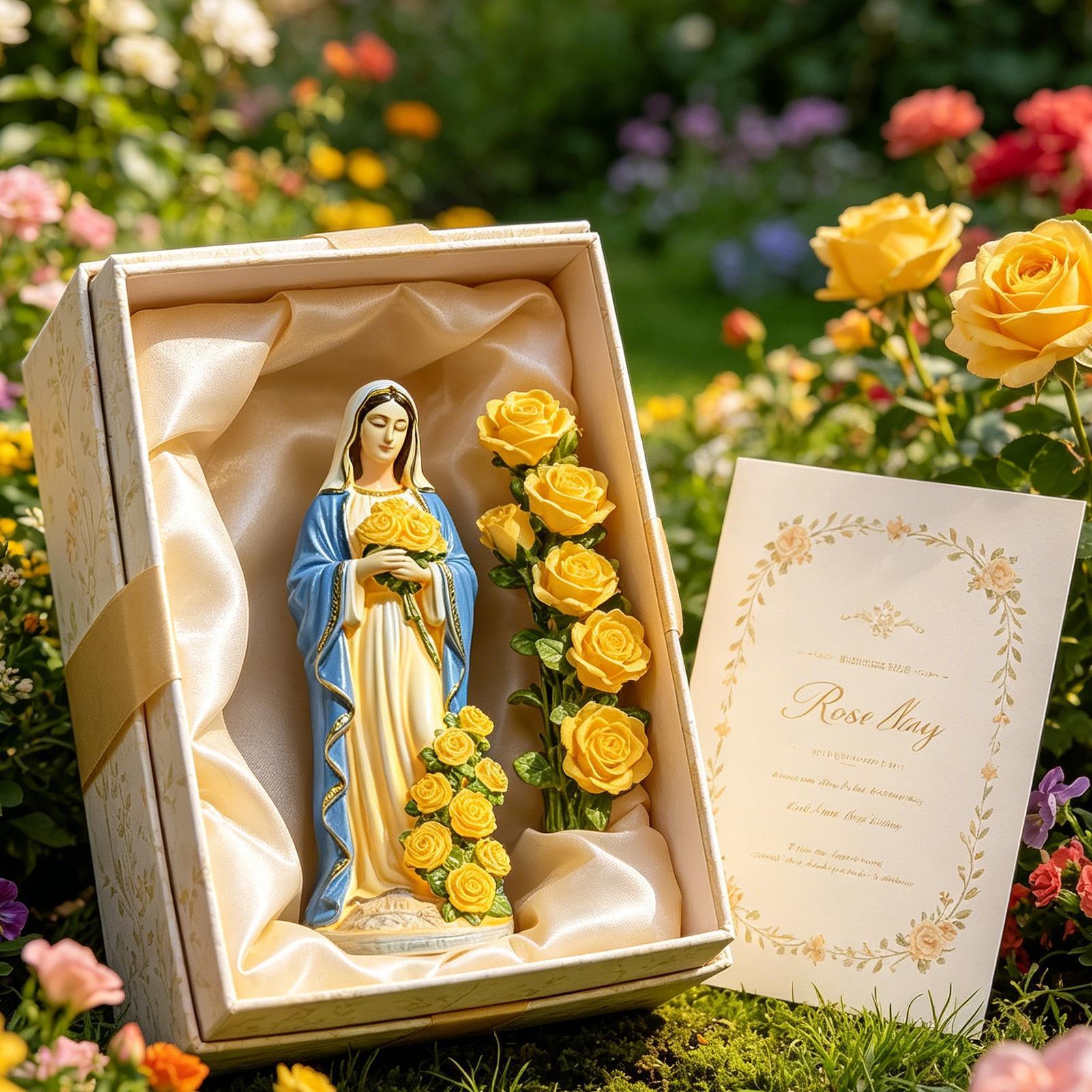 Home Decor Unique - Solar-Statue der Jungfrau Maria, Gartendekoration, Solar-Harzfigur,