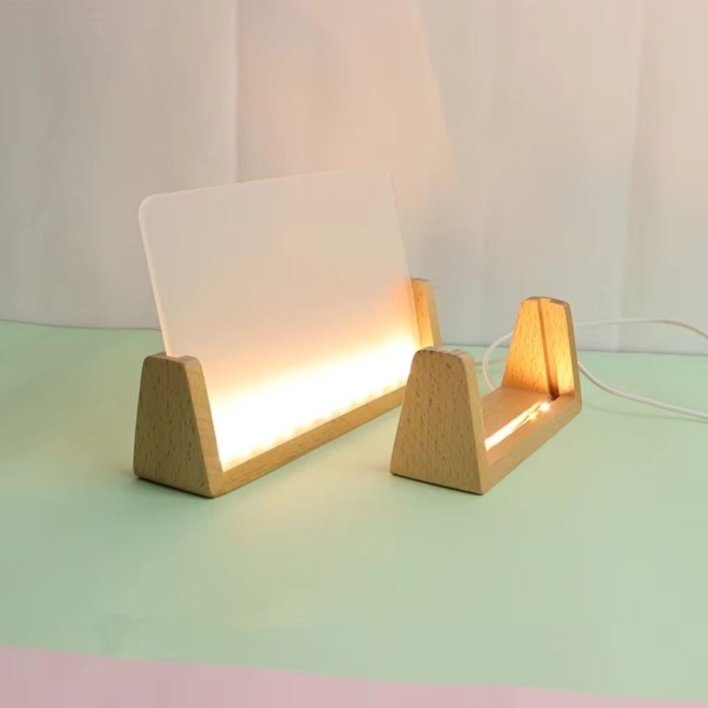 Bamboo Photo Frame - Warmlicht Holz-LED-Bilderrahmen mit Beleuchteter Basis, Rutschfest,
