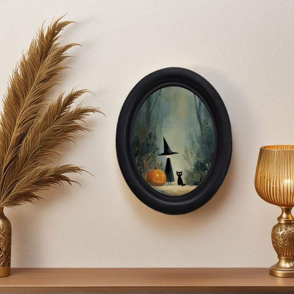 Home Decor Quirky - Ein 3D-Wandgemälde im Vintage-Halloween-Hexe und schwarze