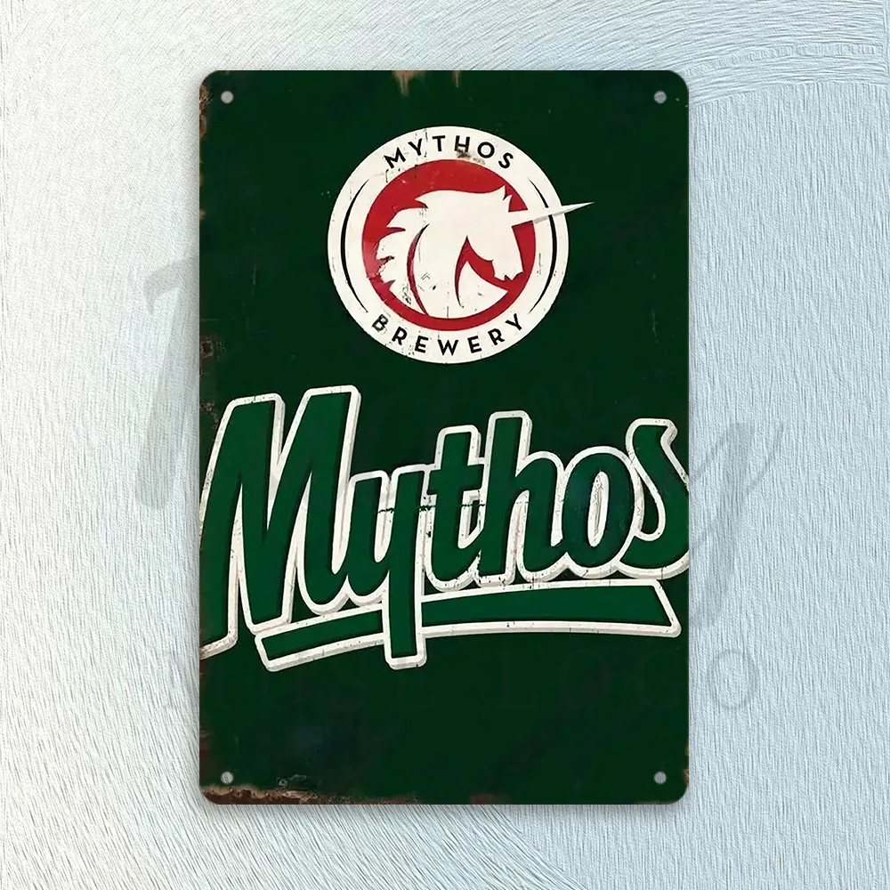 Home Decor Green - Mythos Brewery Vintage-Metallblechschild – rustikale grüne