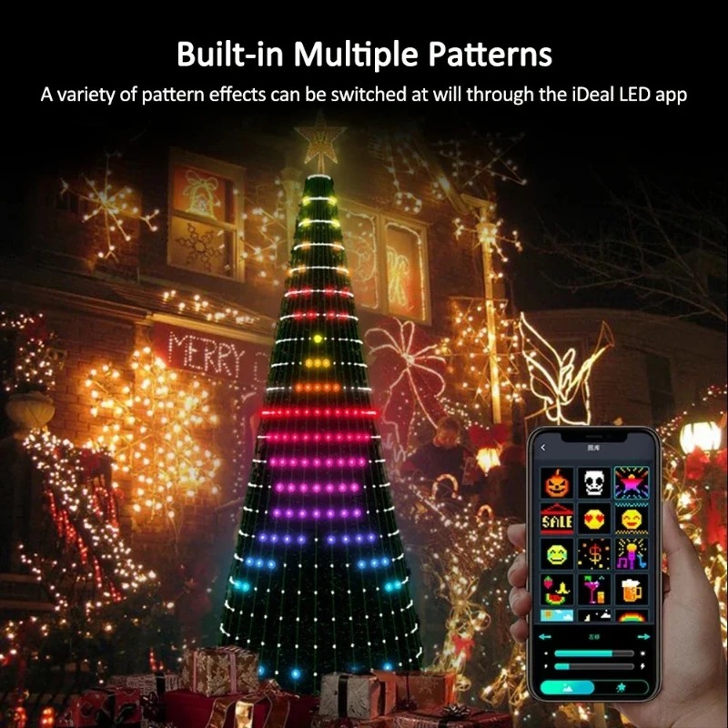 Home Decor Free App - Weihnachtsstern-Baumbeleuchtung RGB LED, Bluetooth APP-gesteuerte Lichterkette