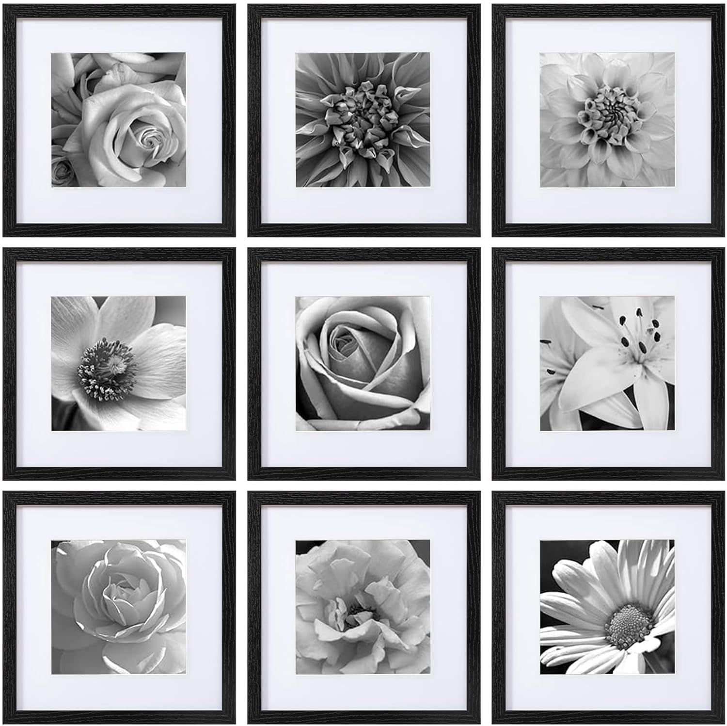 Bamboo Photo Frame - 12 x 12 Bilderrahmen-Set, 9 klassische