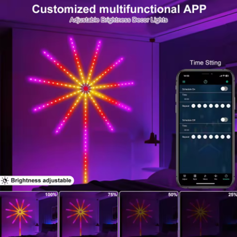 Home Decor Free App - NEUE DC5V USB RGBIC Feuerwerk-Neon-LED-Streifen mit