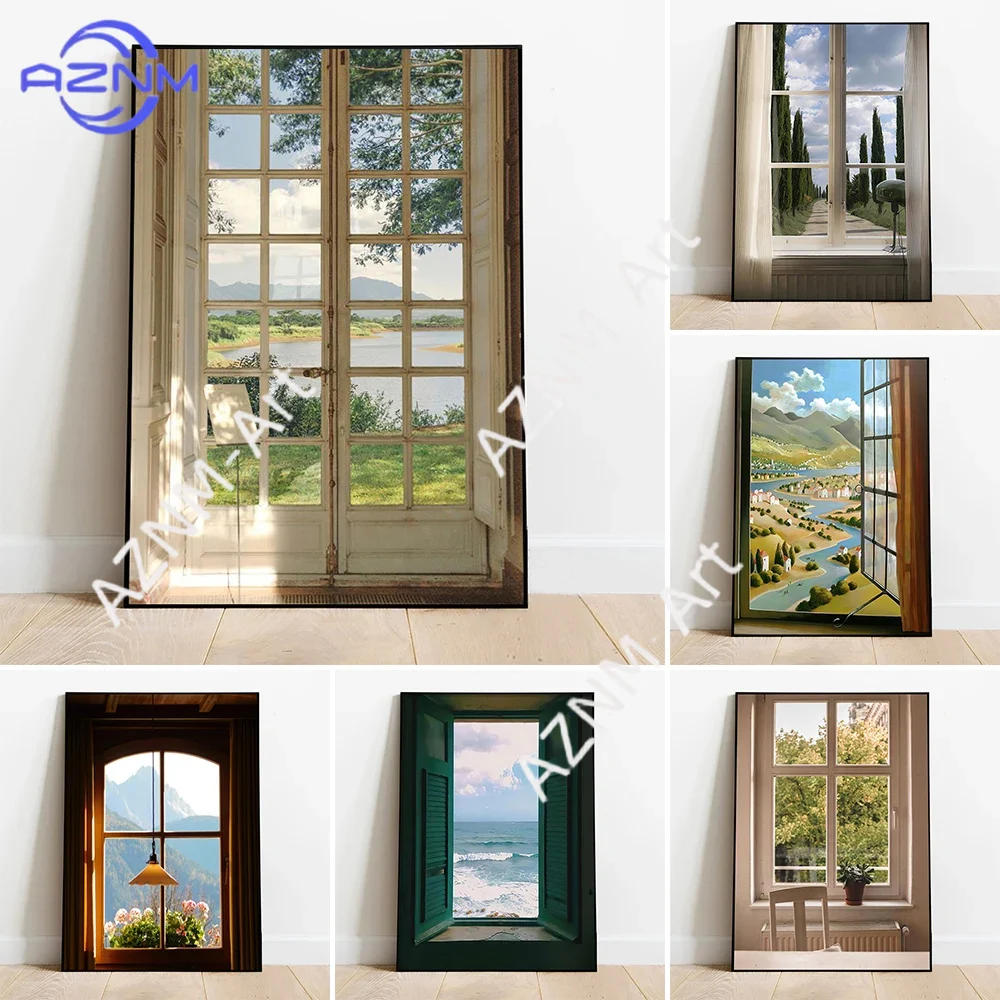Home Decor Green - Grüne Landschaften Fenster Wandkunst Poster Natur