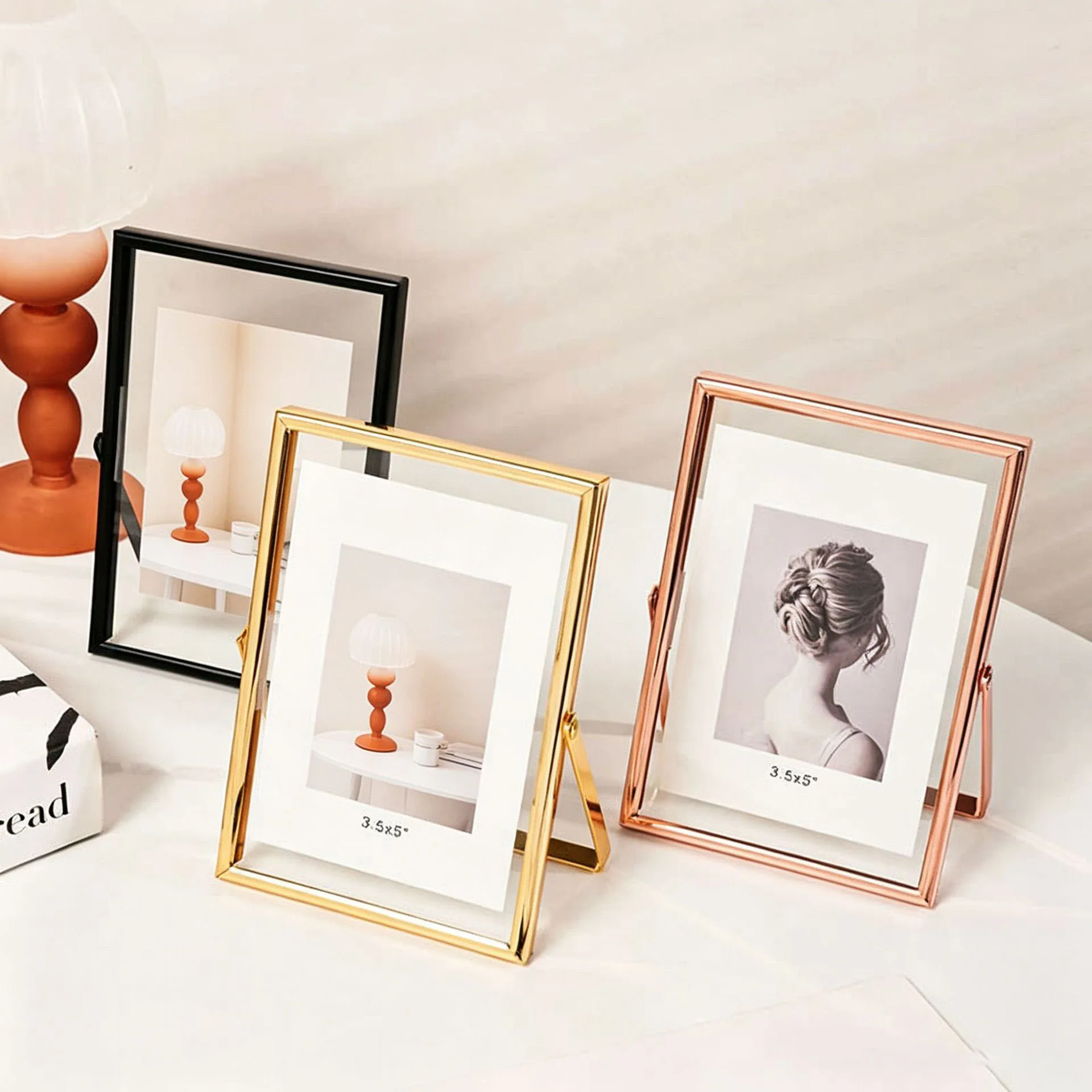 Bamboo Photo Frame - Doppelseitiger Transparenter Glas-Fotorahmen Hochwertiger 6/7/8/10-Zoll Tischrahmen