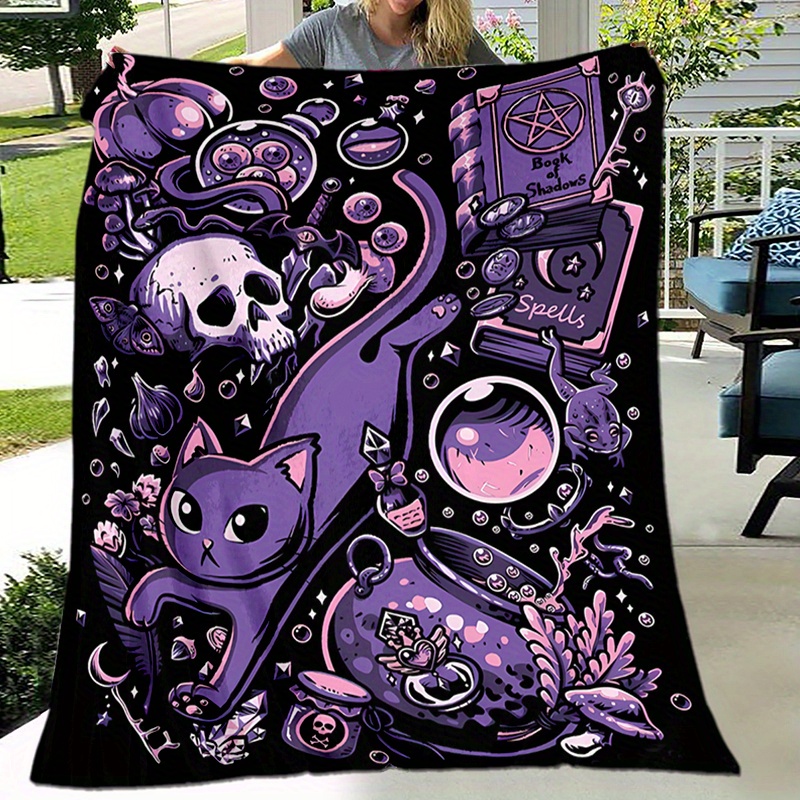 Home Decor Fallout 4 - Gotische Hexendecke aus Fleece mit Katzenmotiv,