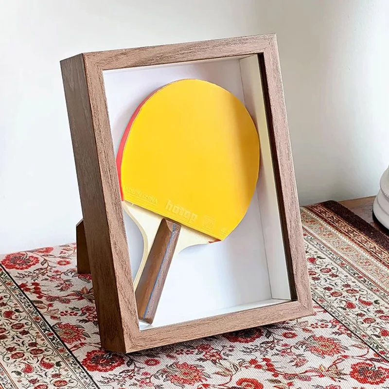 Bamboo Photo Frame - Tischtennisschläger-Displayrahmen, 7 Zoll, Ping-Pong-Schläger-Box, staubdicht, wandmontiert,