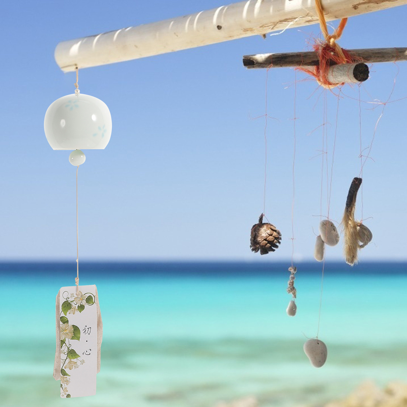 Home Decor Garden Ideas - 1 Stück Keramik-Windspiel im japanischen Stil,