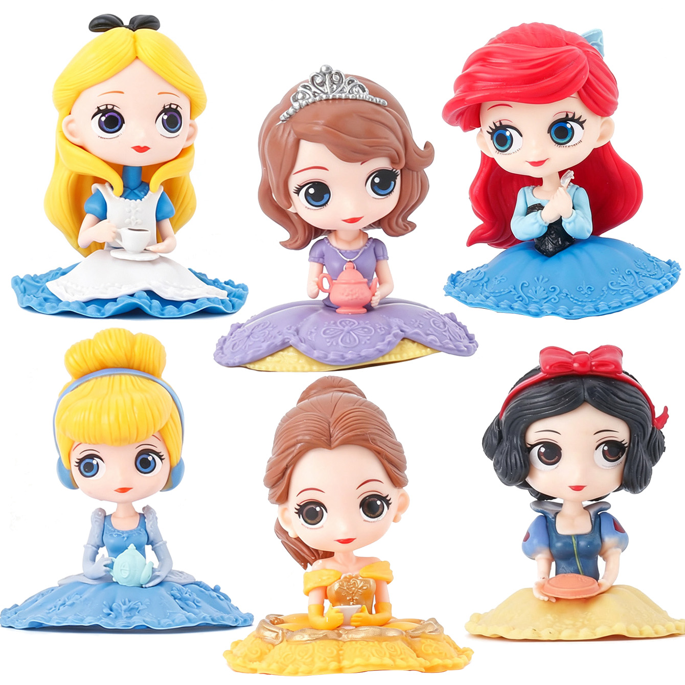 Home Decor Quirky - Cartoon-Sitzendes-Mädchen-Statuen-Set im Teeparty-Stil, Sammlerstück, Schreibtischdekoration für
