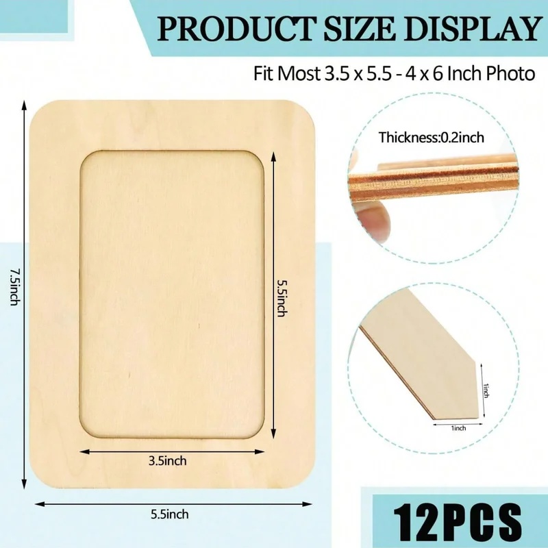 5 Stück unfertige Holzrahmen,  – Bamboo Photo Frame Bewertung und Preis