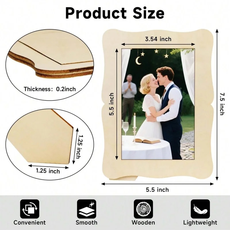 5 Stück unfertige Holzrahmen,  – Bamboo Photo Frame Bewertung und Preis