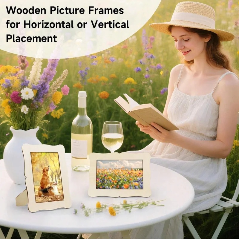5 Stück unfertige Holzrahmen,  – Bamboo Photo Frame Bewertung und Preis