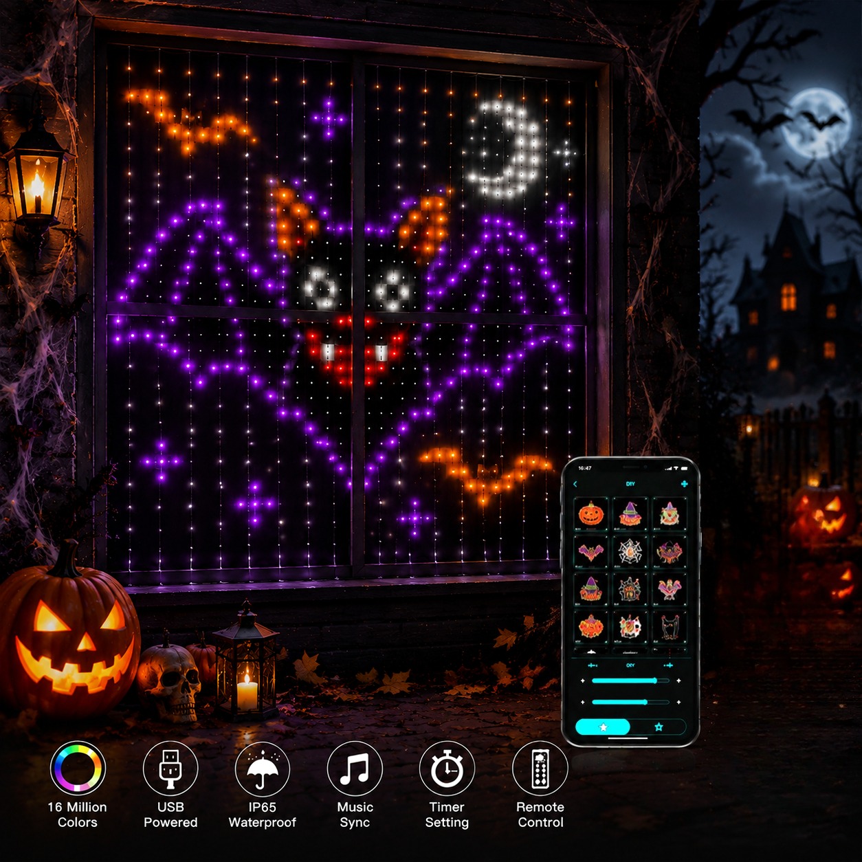 Halloween LED-Vorhanglichter U – Home Decor Free App Bewertung und Preis