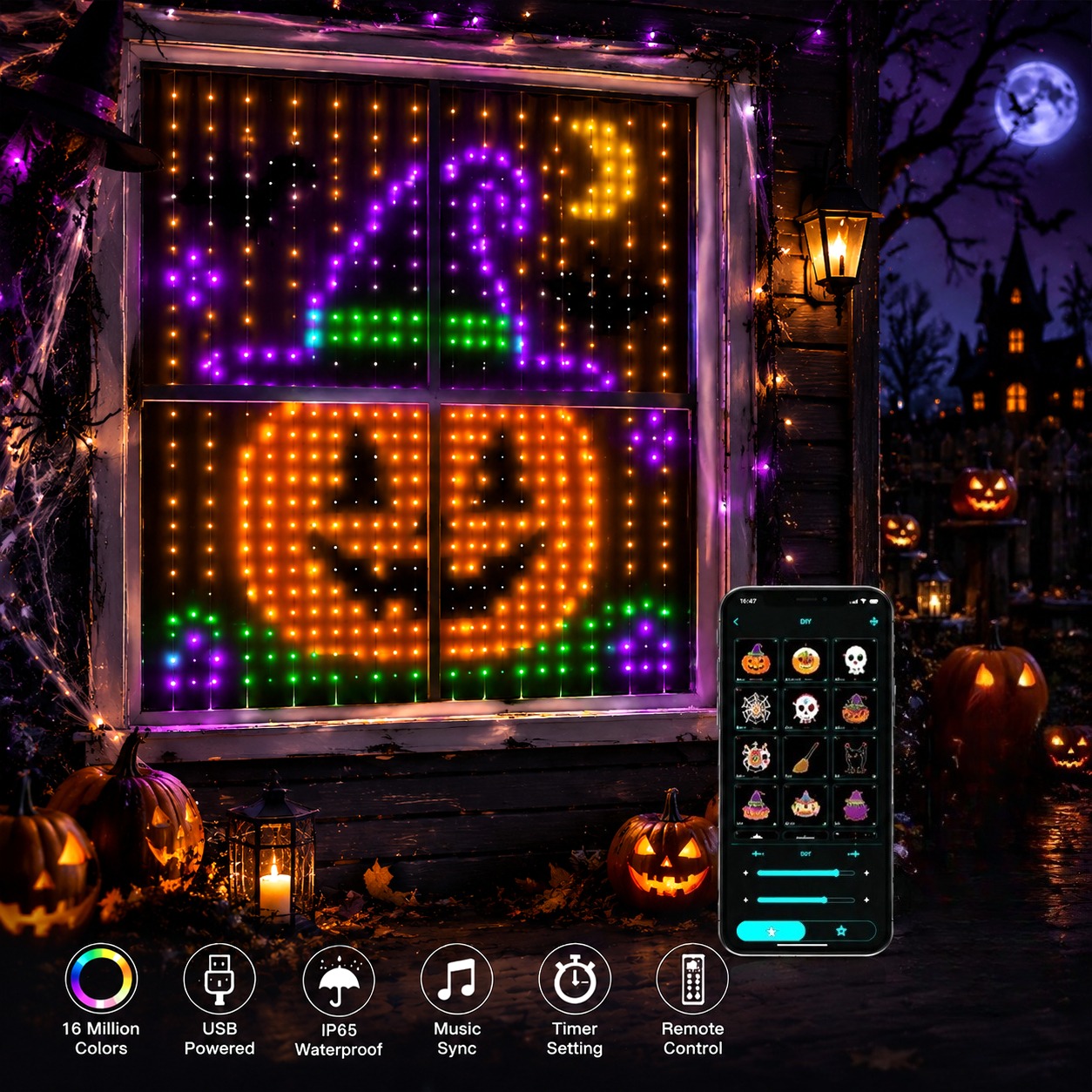 Halloween LED Smart Vorhanglic – Home Decor Free App Bewertung und Preis